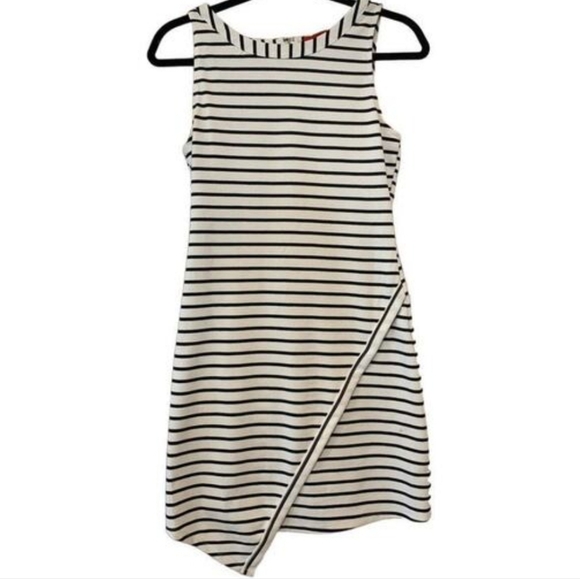 Saks Fifth Ave Striped Asymmetrical Sleeveless Dress - Picture 2 of 7